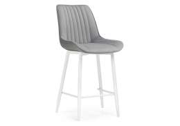 Барный стул Седа велюр светло-серый / белый (49x57x102)