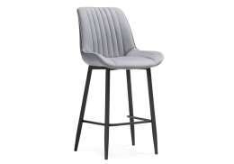 Барный стул Седа велюр светло-серый / черный (49x57x102)